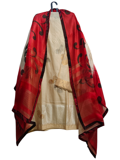 Semi Stitched Formal chanderi Suitset