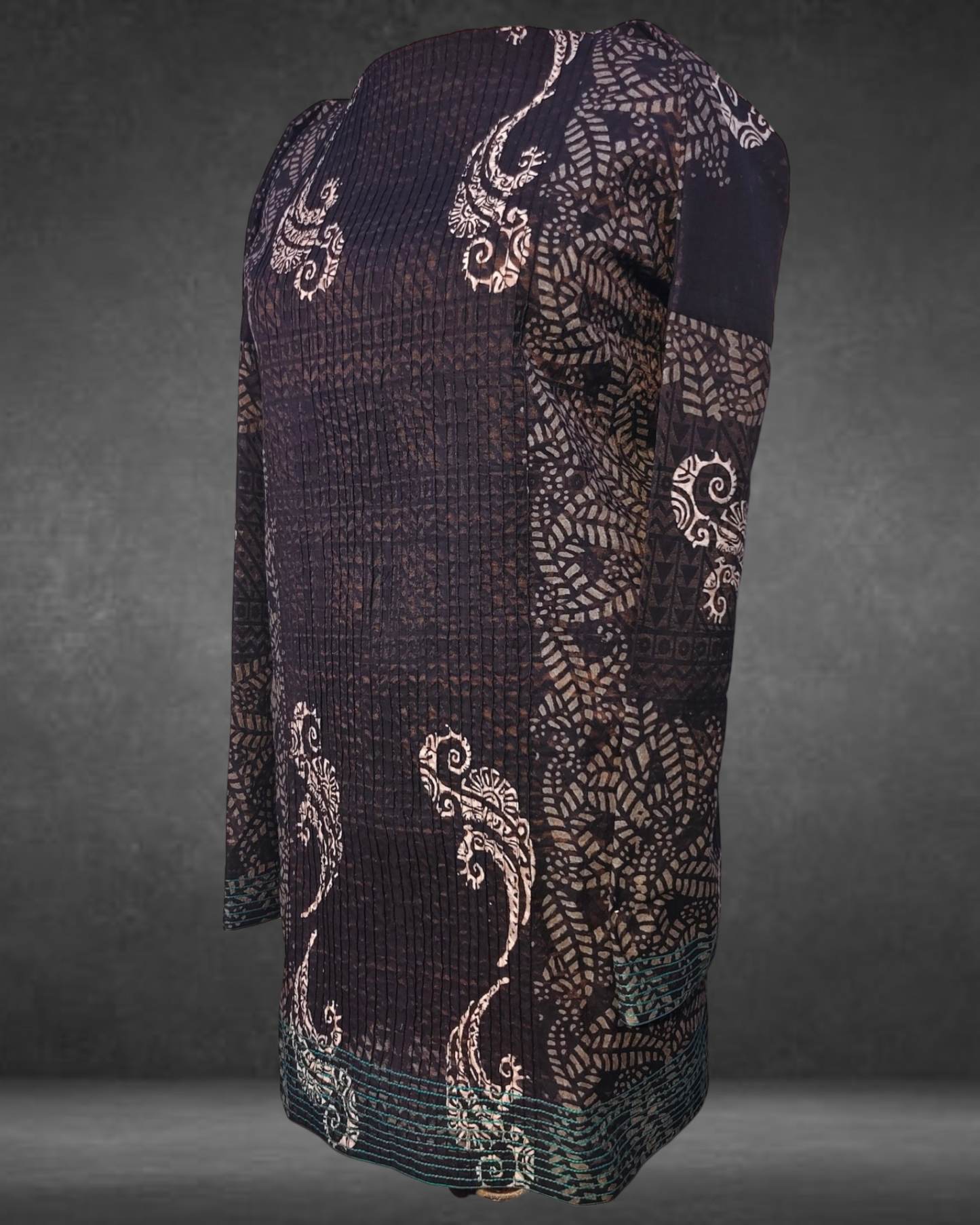 Semistitched Chanderi  Blockprinted Tunic with stole VISHAL KAPUR STUDIO