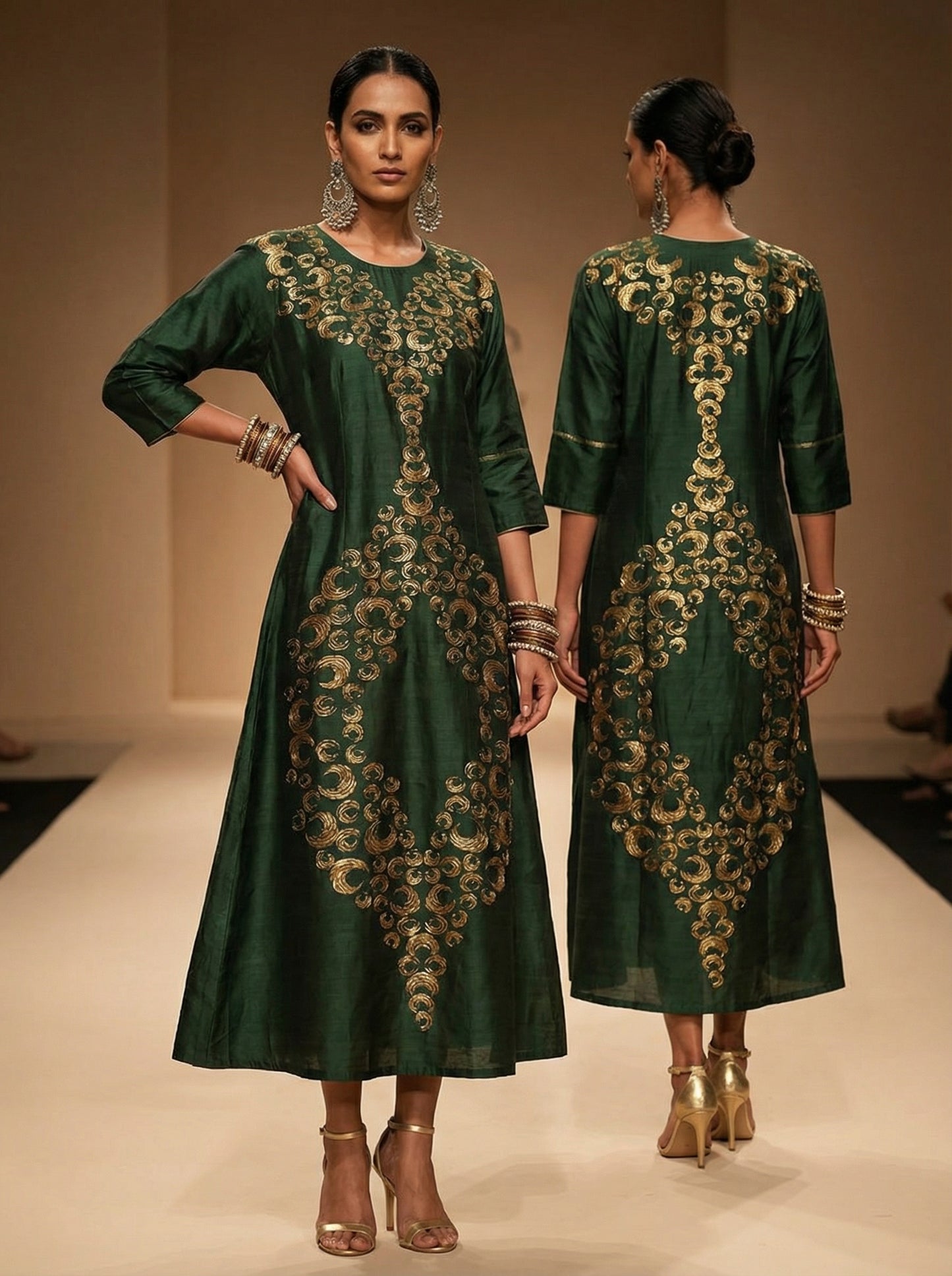 Indowestern chanderi formal dress- Ready size 42