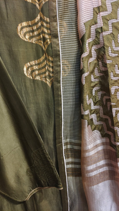 Semi Stitched Chanderi Formal Suitset