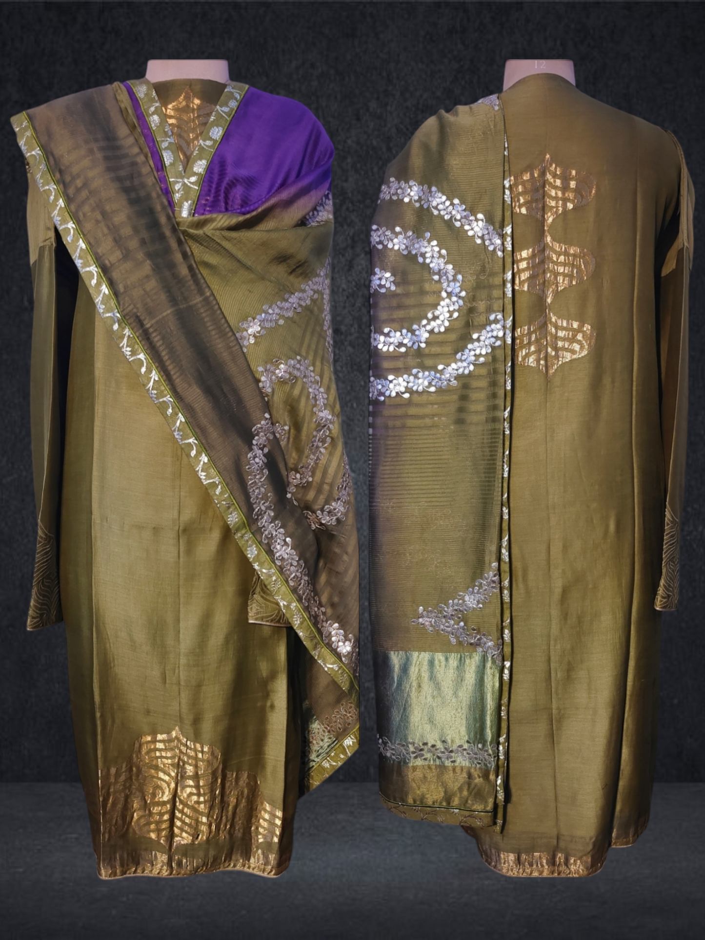 Semi Stitched Chanderi Formal Suitset