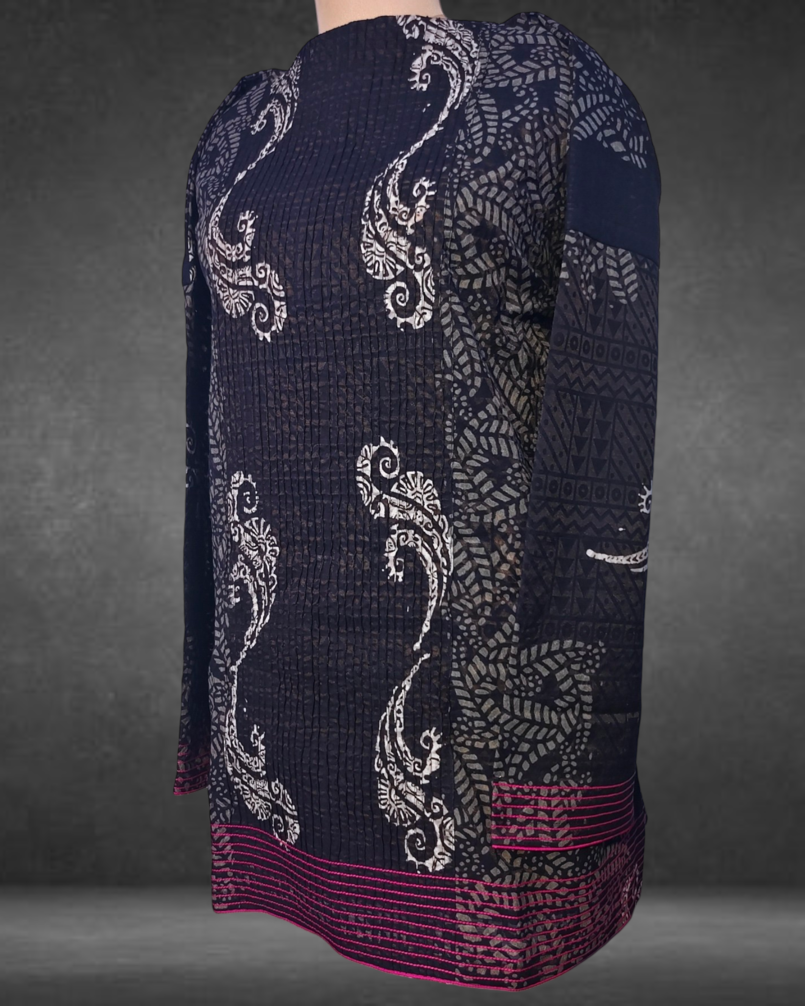 Semistitched Chanderi  Blockprinted Tunic with stole VISHAL KAPUR STUDIO