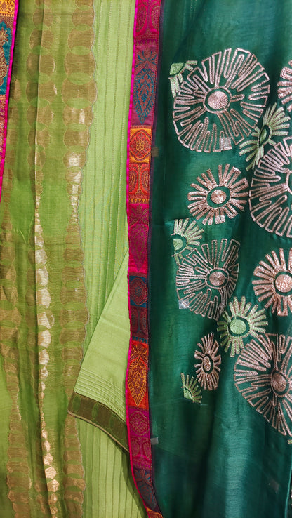 Semi Stitched Formal chanderi Suitset