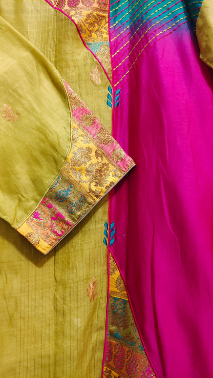 Semi Stitched Chanderi  Formal kurta