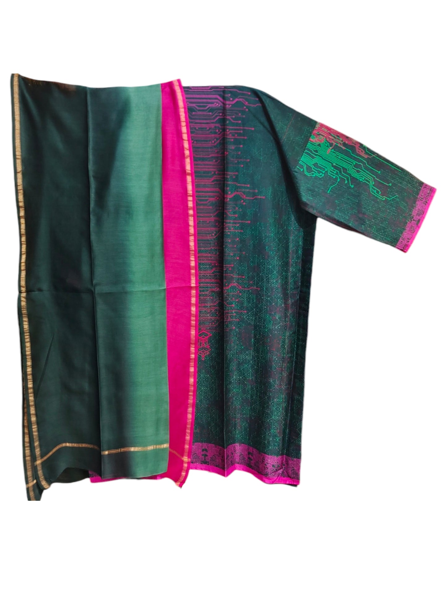 Semi Stitched Chanderi Casual Suitset