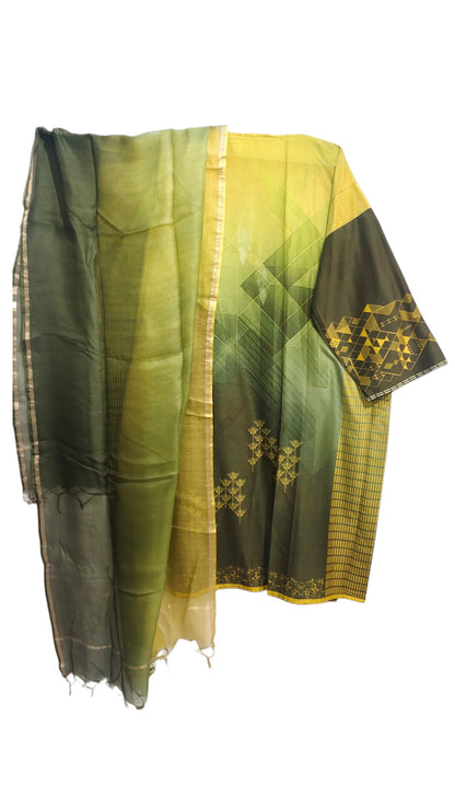 Semi Stitched Chanderi Casual Suitset