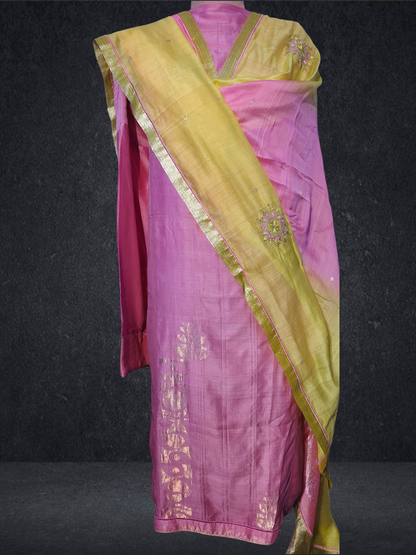Semi Stitched Formal chanderi Suitset