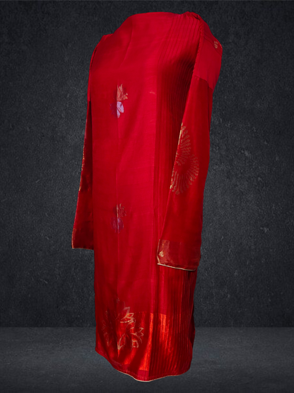 Semi Stitched Formal chanderi Suitset