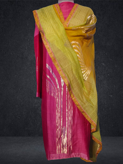 Semi Stitched Formal chanderi Suitset