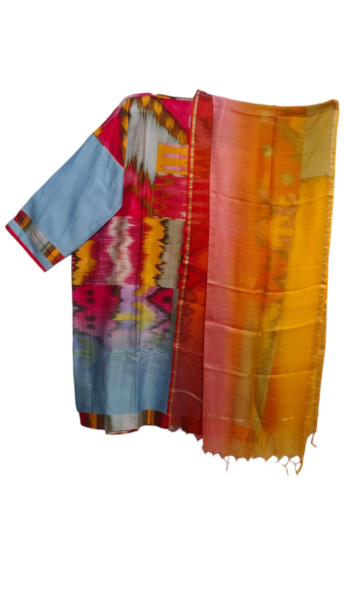 Semi Stitched Chanderi Casual Suitset