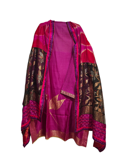 Semi Stitched Formal Chanderi Suitset