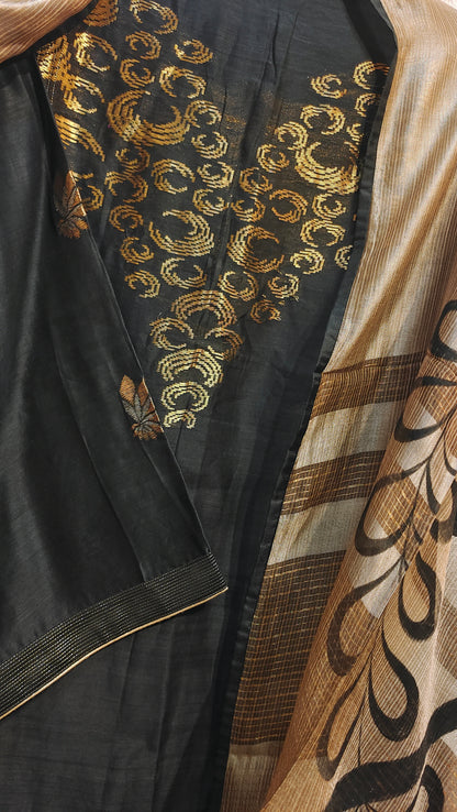 Semi Stitched Chanderi Formal Suitset