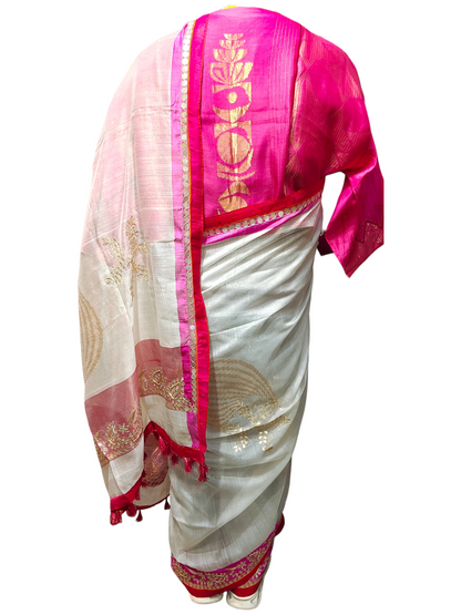 Formal Chanderi Zari Woven With Gota Saree