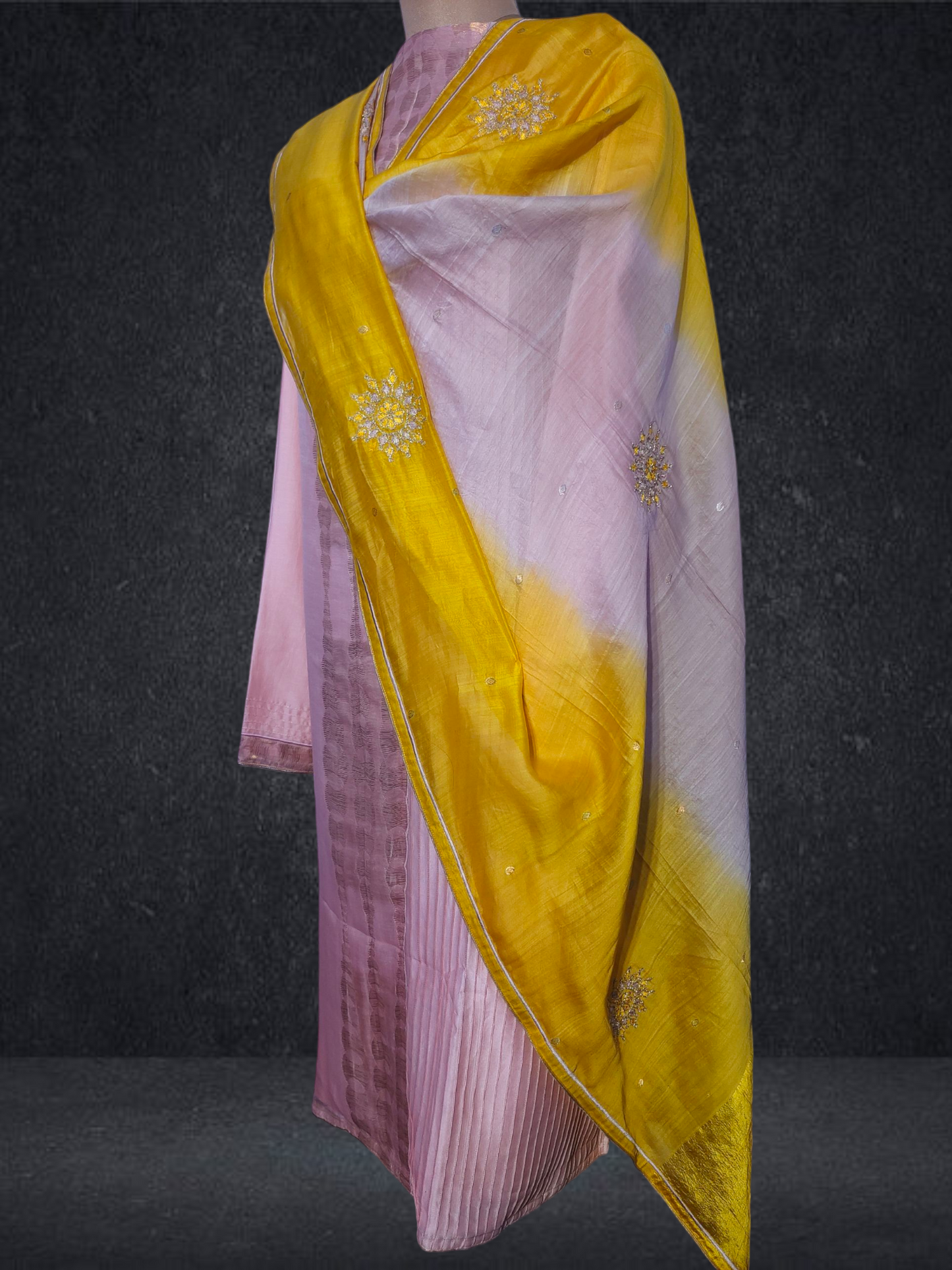 Semi Stitched Formal chanderi Suitset