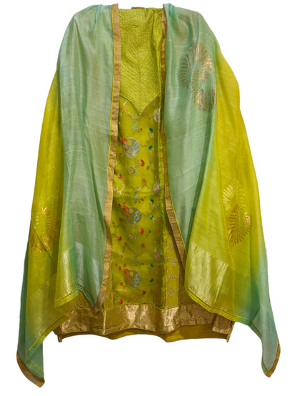 Semi Stitched Chanderi Formal Suitset
