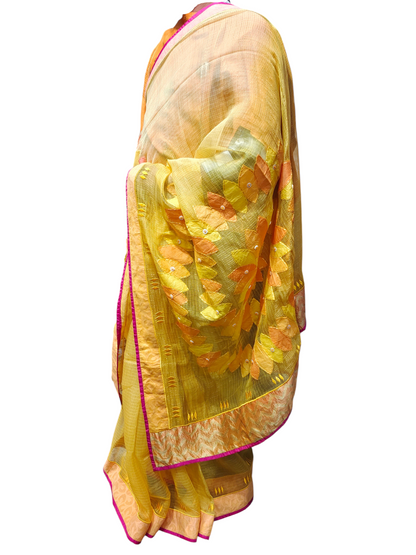 Formal Chanderi Leaf Applique Saree