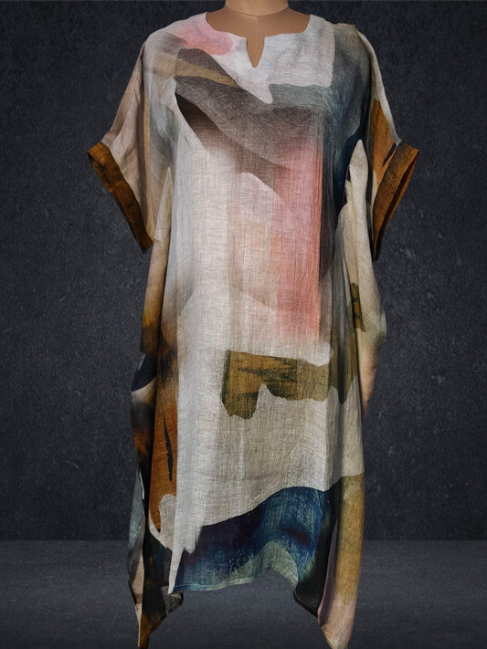 Stitched Silk Linen Kaftan VISHAL KAPUR STUDIO