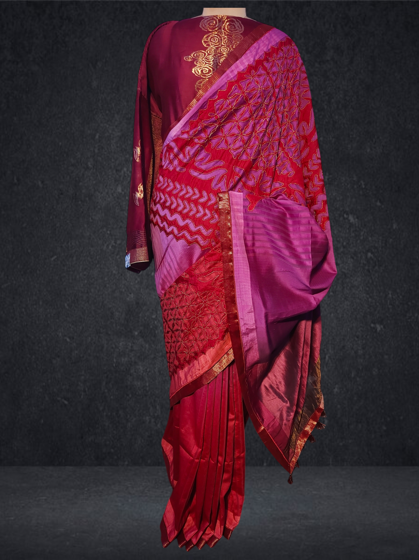 Formal Silk Katab Applique Saree