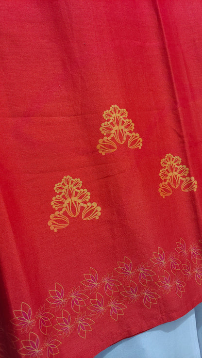 Semi Stitched Casual Chanderi Suitset