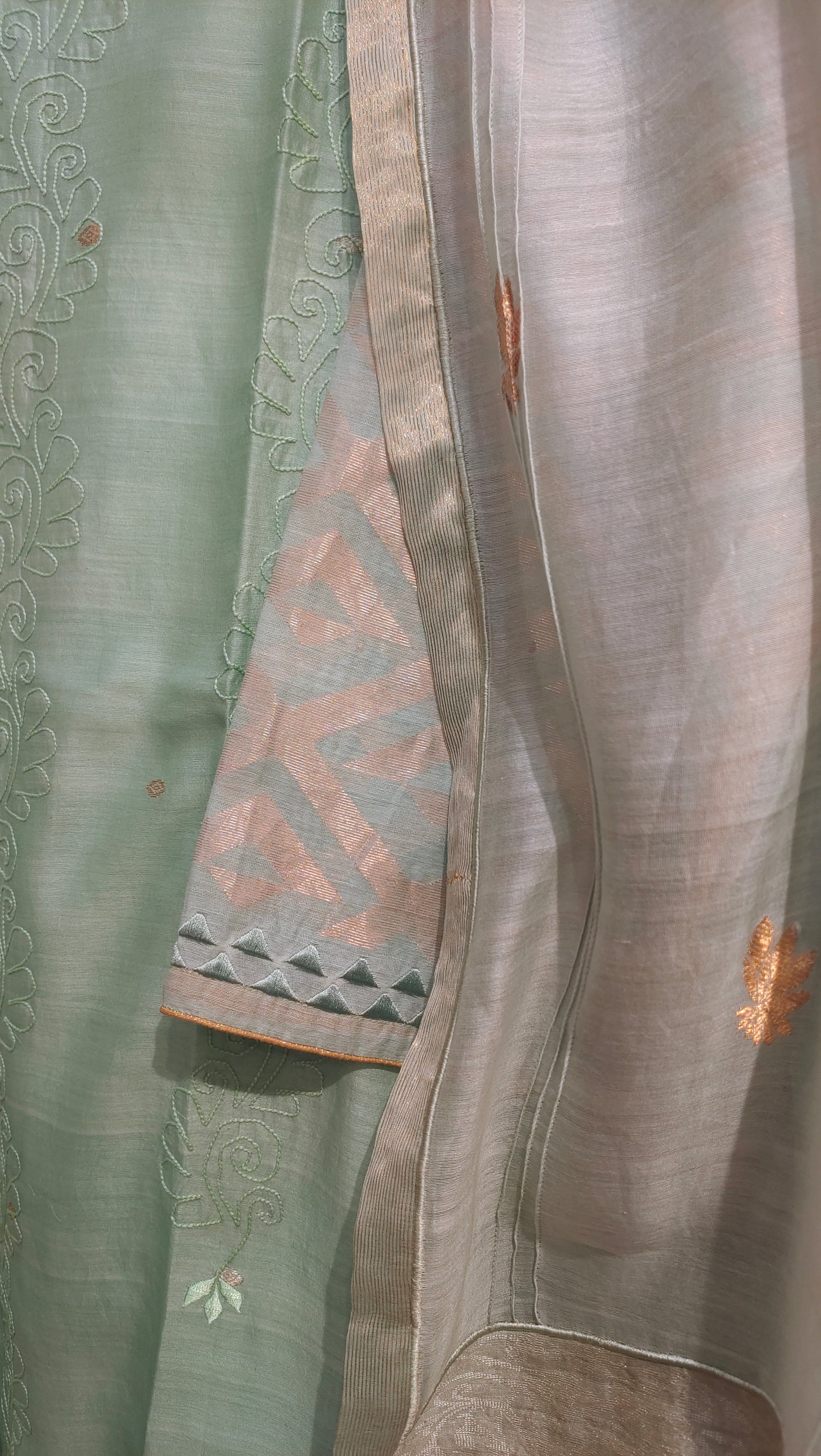 Semi Stitched Chanderi Formal Suitset