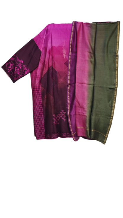 Semi Stitched Chanderi Casual Suitset