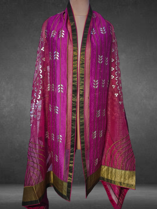 Chanderi Zari Woven Gota Dupatta