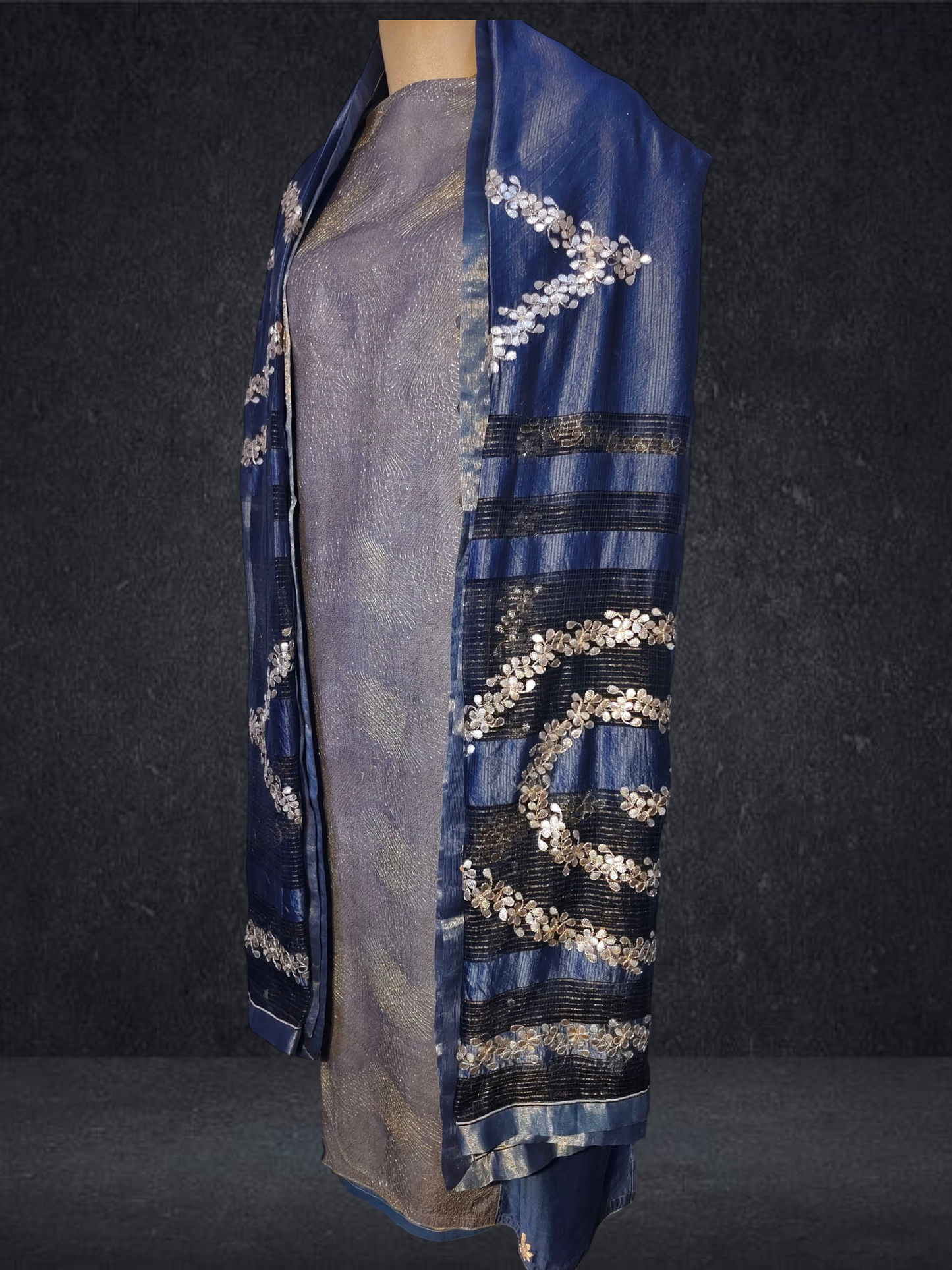 Semi Stitched Formal chanderi Suitset