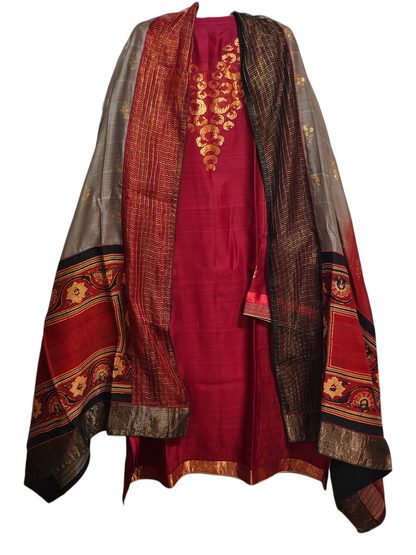 Semi Stitched Formal Chanderi Suitset