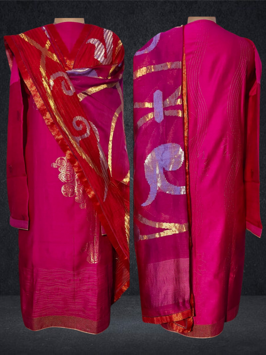 Semi Stitched Formal chanderi Suitset
