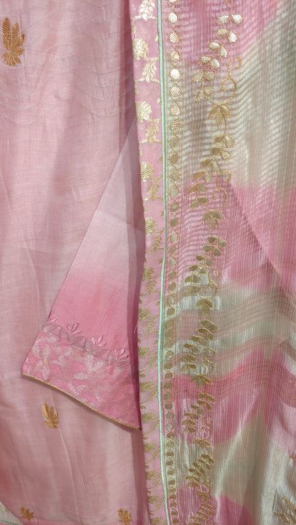 Semi Stitched Formal chanderi Suitset