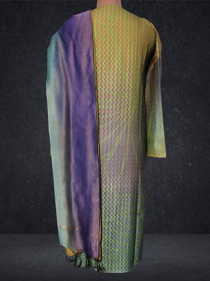 Semi Stitched Chanderi Casual Suitset