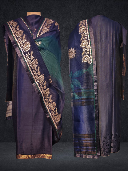 Semi Stitched Formal chanderi Suitset