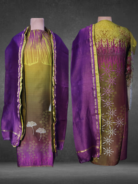 Semistitched chanderi casual suitset