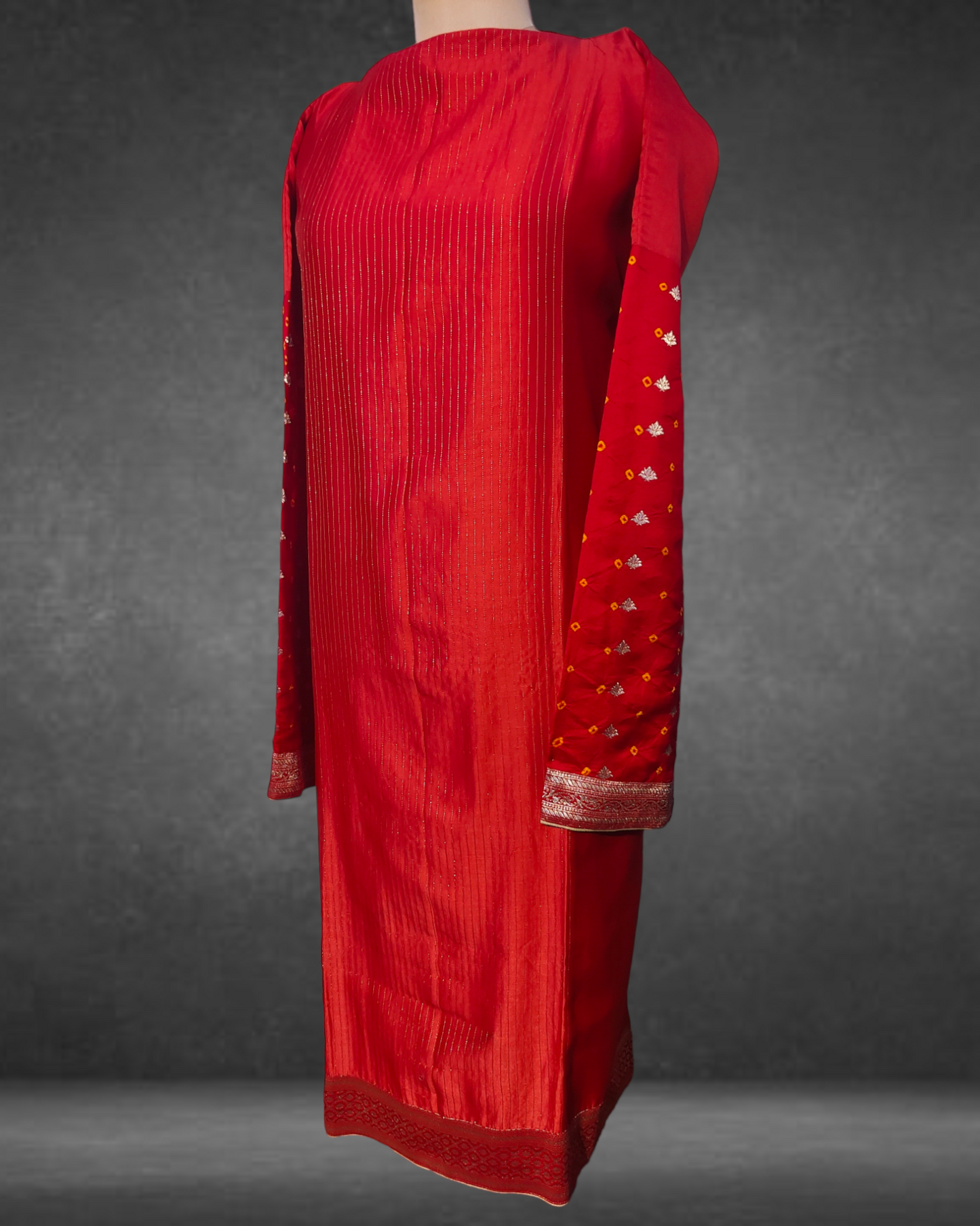 Semi Stitched Formal Dhakai organza kurta