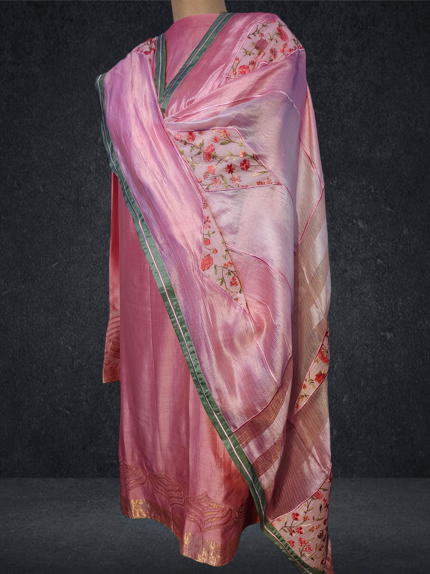 Semi Stitched Formal chanderi Suitset