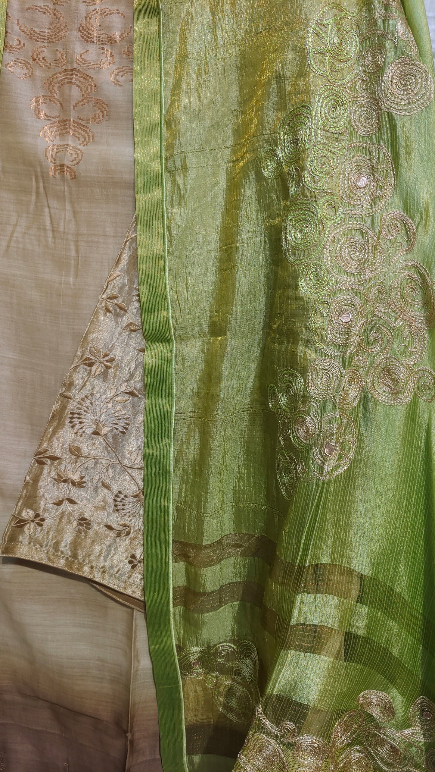 Semi Stitched Formal chanderi Suitset