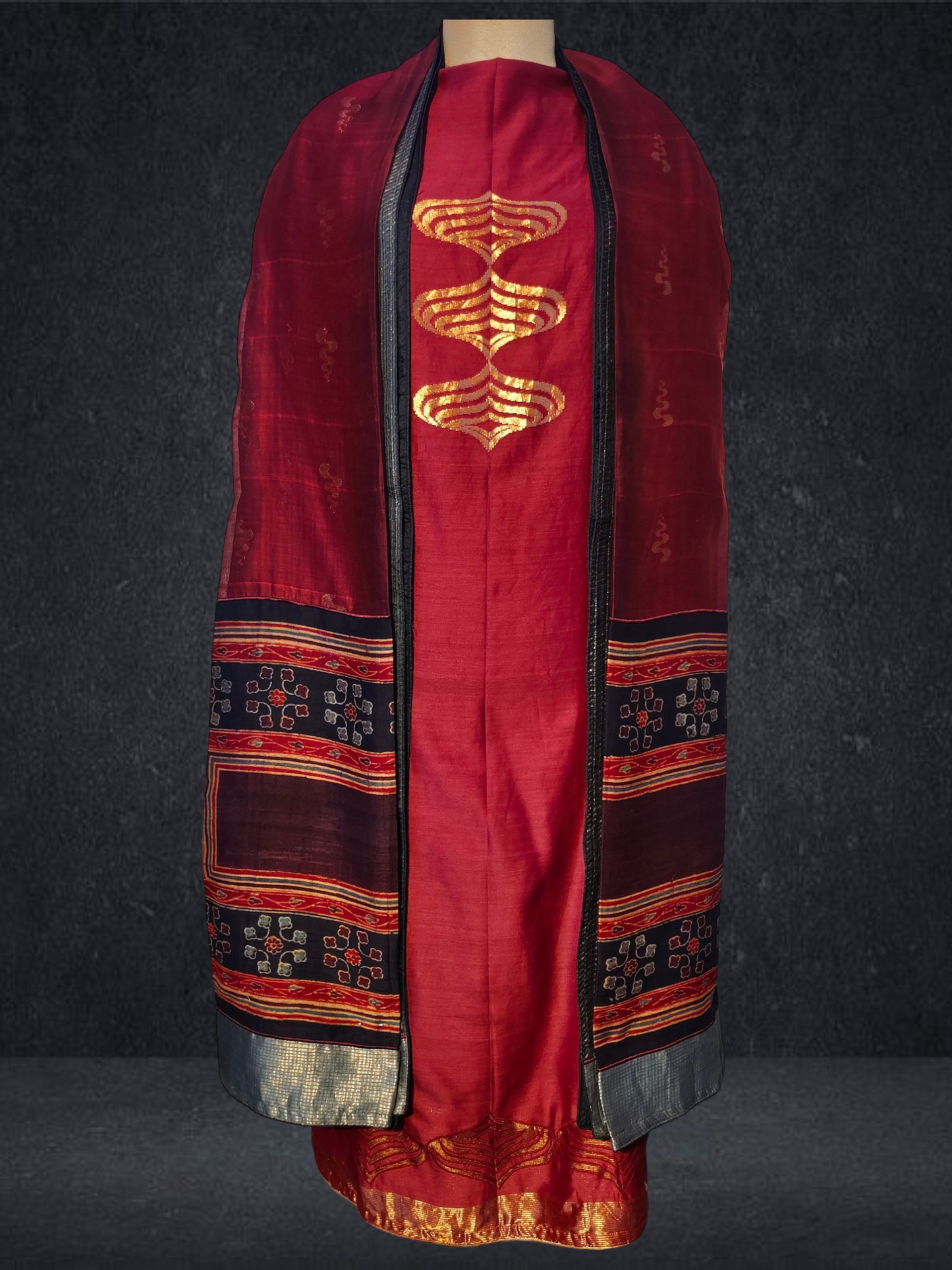 Semi Stitched Formal chanderi Suitset