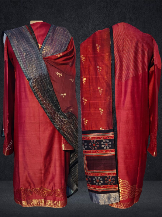 Semi Stitched Formal chanderi Suitset