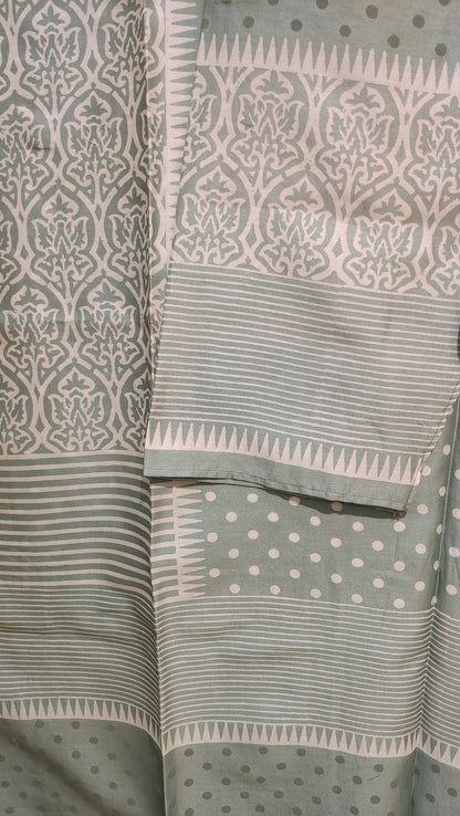 Semi Stitched Chanderi Casual suitset