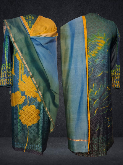 Semi Stitched Chanderi Casual Suitset