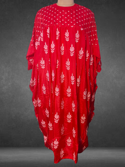 Stitched silk embroidered long dress