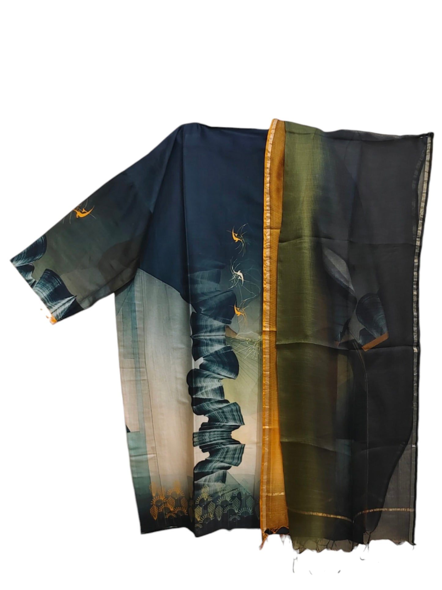 Semi Stitched Chanderi Casual suitset