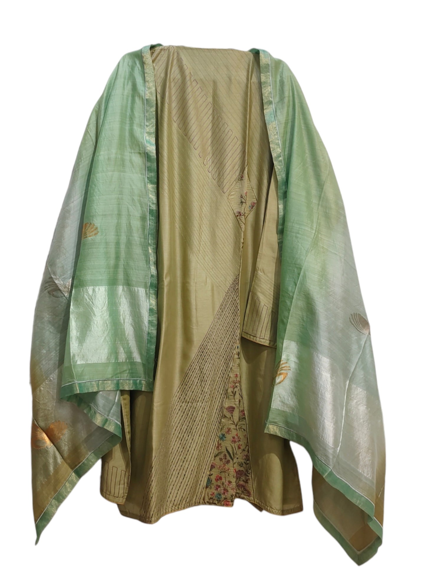 Semi Stitched Chanderi Formal Suitset