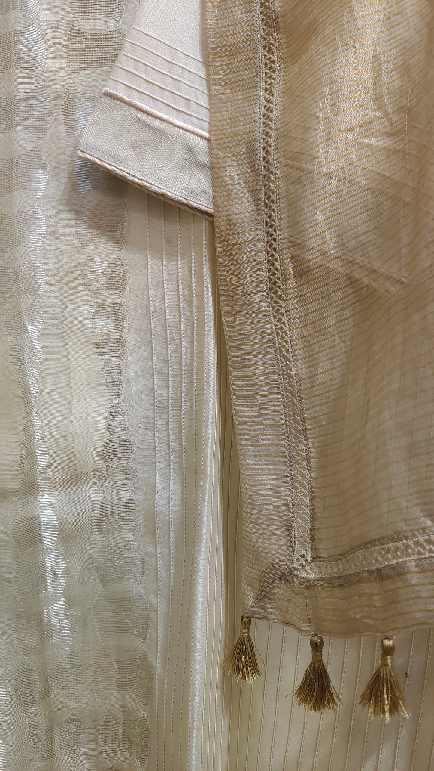 Semi Stitched Chanderi Formal Suitset