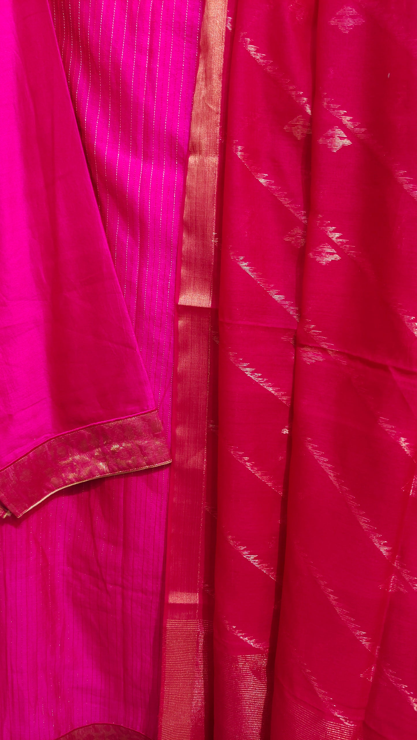 Semi Stitched Chanderi Formal Suitset