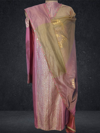 Semi Stitched Formal chanderi Suitset