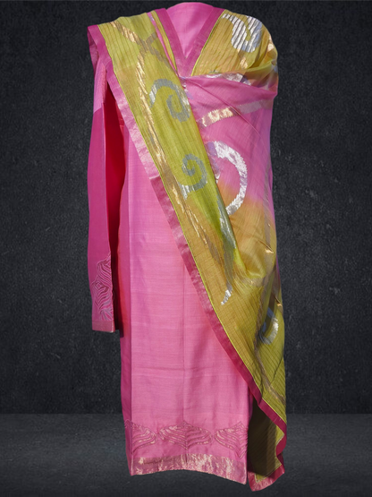 Semi Stitched Formal chanderi Suitset