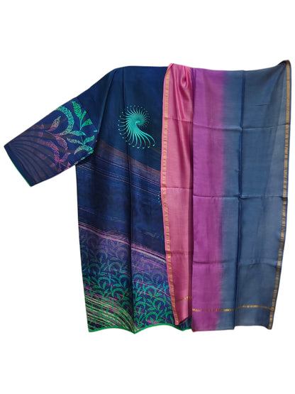 Semi Stitched Chanderi Casual Suitset