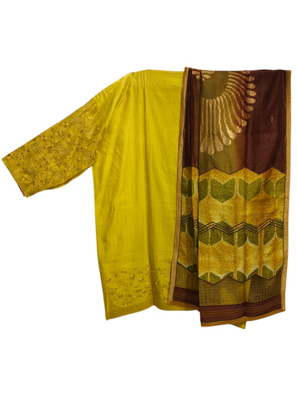 Semi Stitched Chanderi Formal Suitset