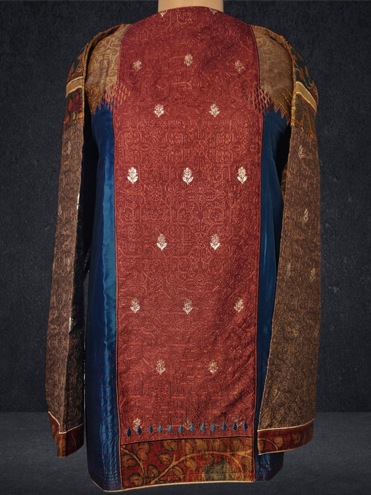 Semistitched Chanderi Kalamkari Short Tunic